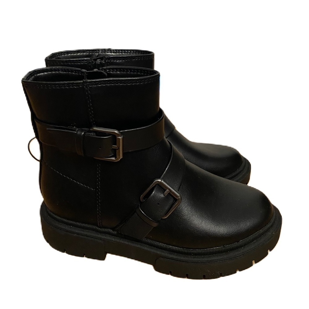 Art Class Double Buckle Moto Boots Sz 13 NEW Kids Black Grunge